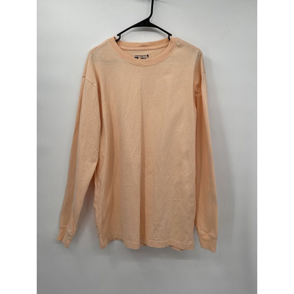 Carhartt Medium Long Sleeve T-Shirt Mens Peach Loose Fit Logo Sleeve Graphic